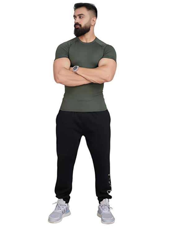 Men's Dra-fit,Regular Fit Athletic T-Shirt, Black, Stretchable Workout Wear